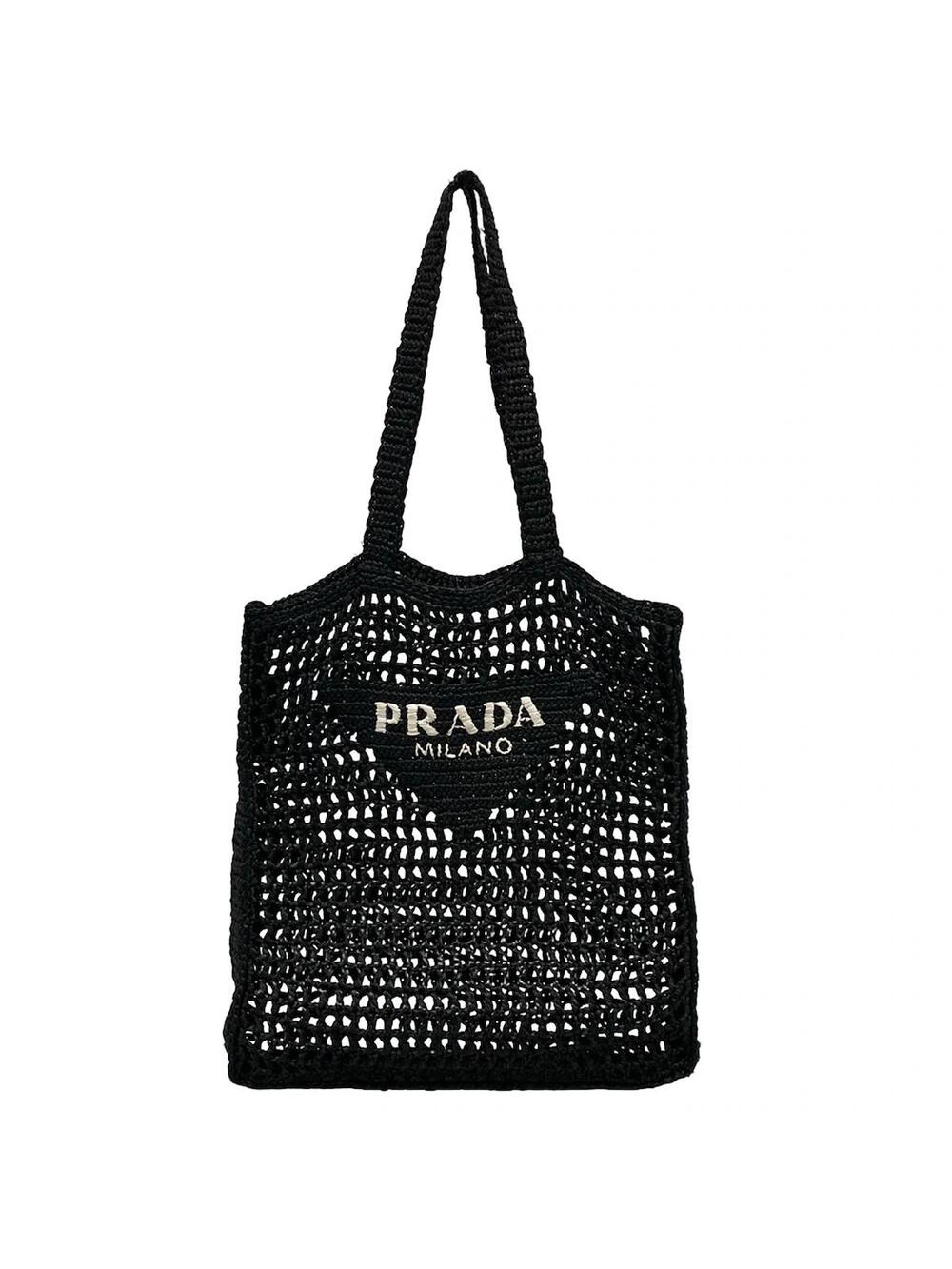 Prada Crochet Tote Bag Black Viscose #373473P14B
